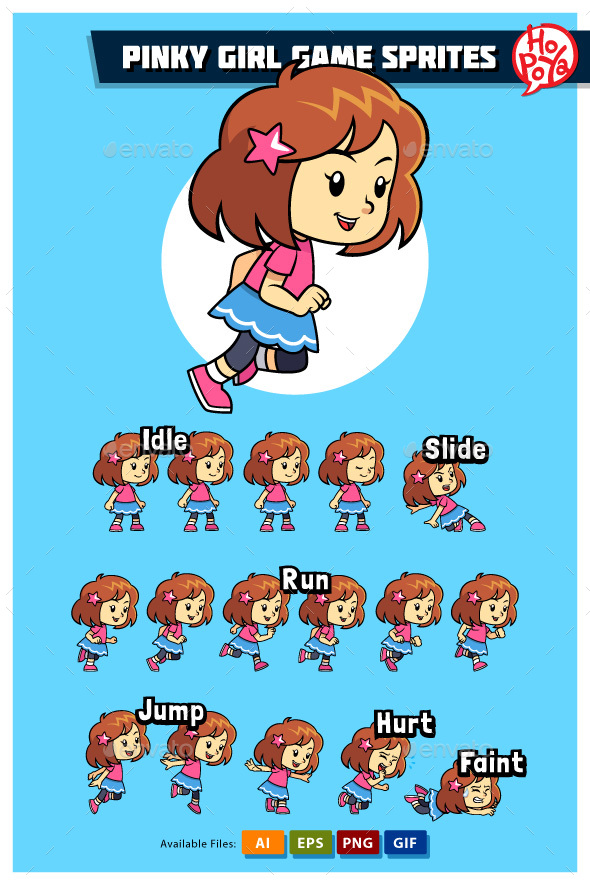 Pinky Girl Game Sprites - Sprites Game Assets