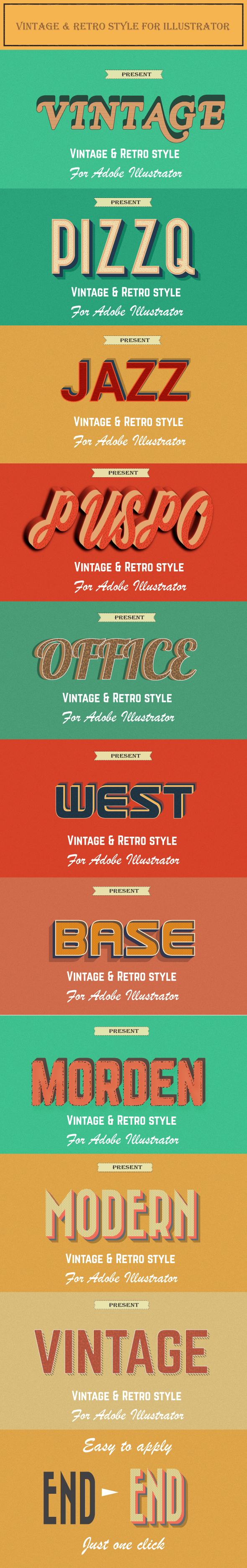 Vintage & Retro Graphic Styles for Illustrator - Styles Illustrator