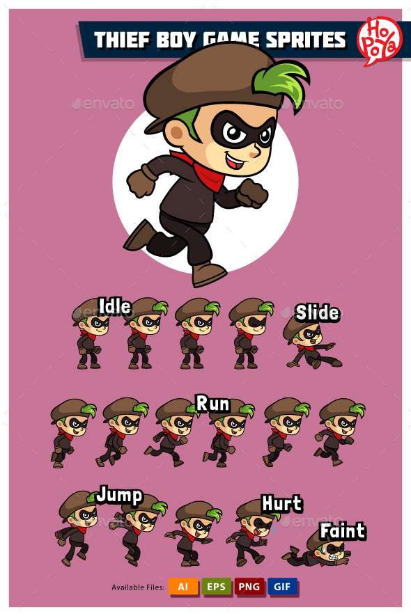 Thief Boy Game Sprites - Sprites Game Assets