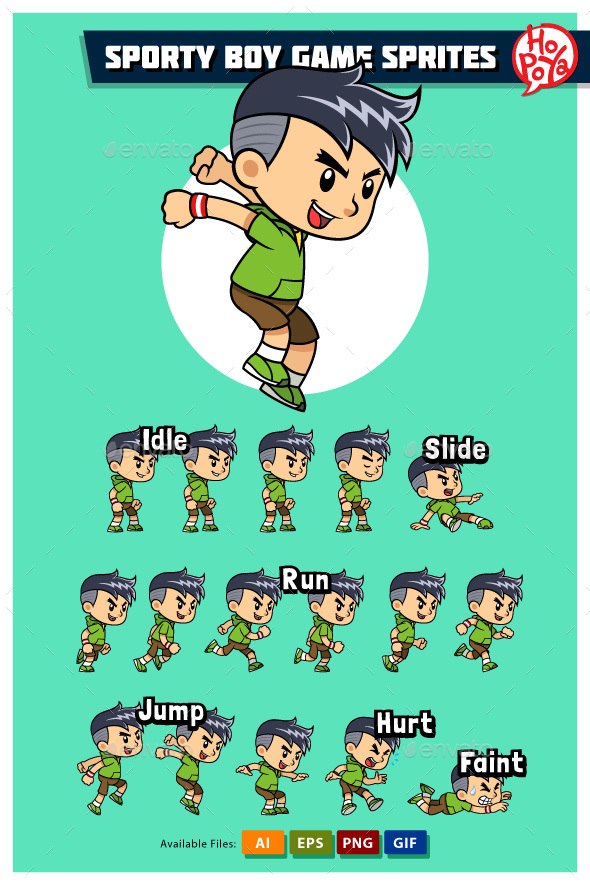 Sporty Boy Game Sprites - Sprites Game Assets