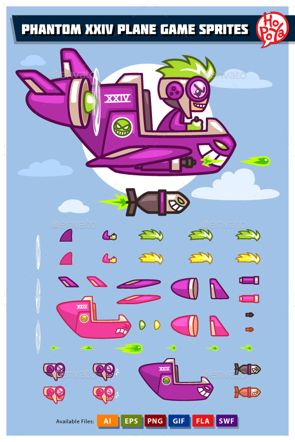 Phantom XXIV Plane Game Sprites - Sprites Game Assets