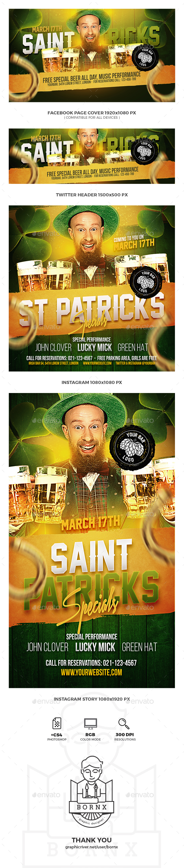St. Patrick's Day Social Media - Social Media Web Elements