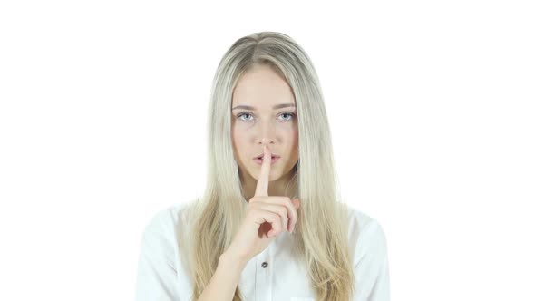 Silence, Young Girl Showing Gesture of Silence alt