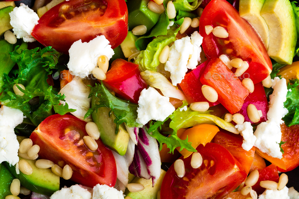 Vegetable dish, salad with feta cheese - Stock Photo - Images