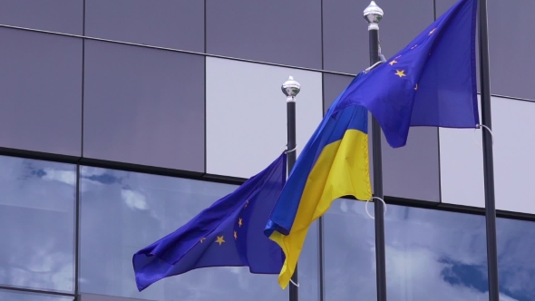 Ukrainian and Europe Union Flags