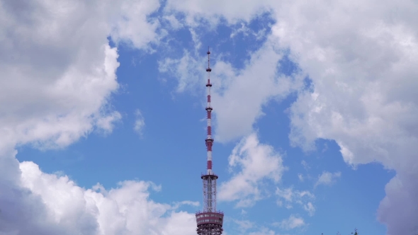 High TV Tower on Sky Background