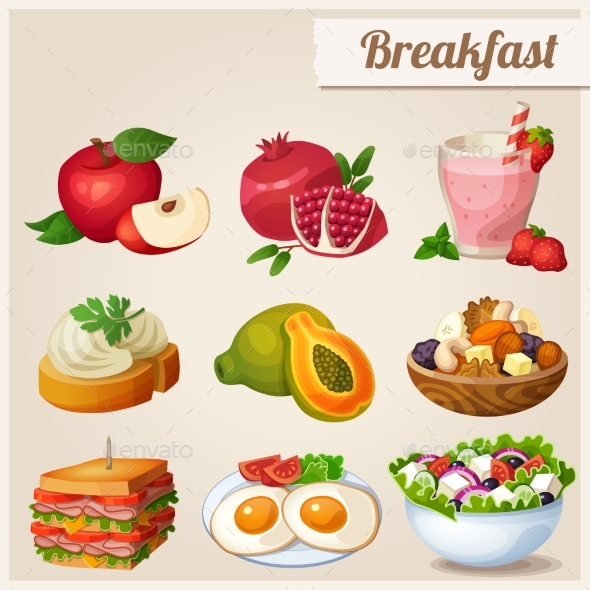 Set of Different Food Icons - Food Objects