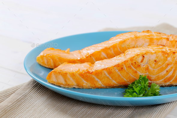 roasted salmon fillets Stock Photo by Vikif | PhotoDune