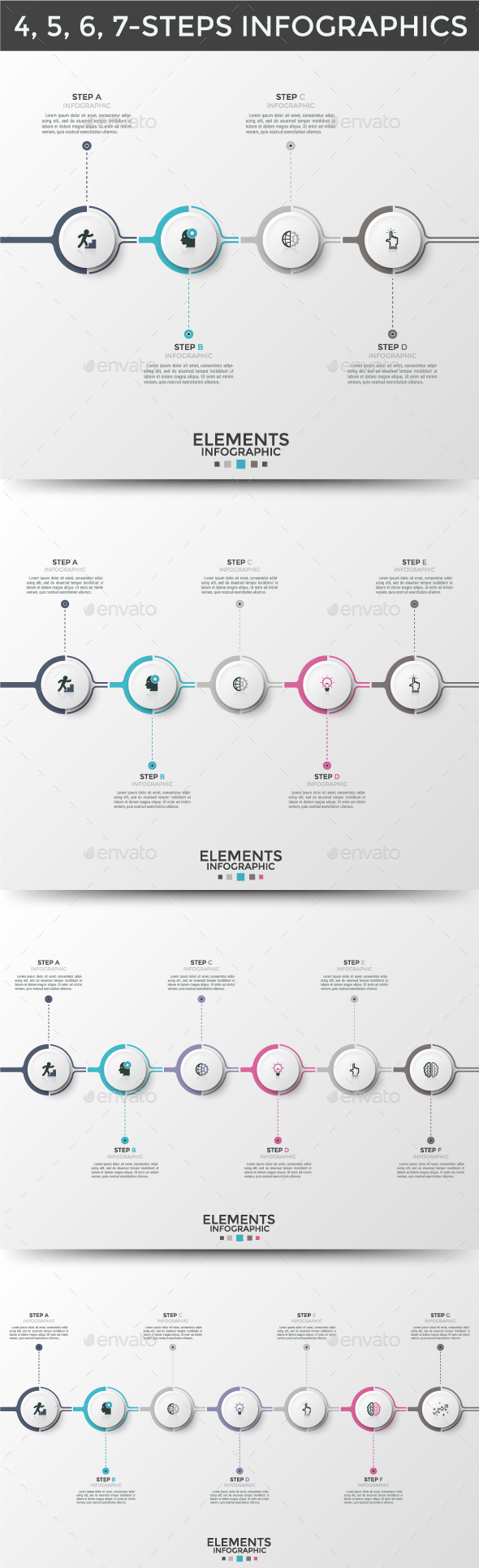 Circle Infographic Timelines (4 Items) - Infographics