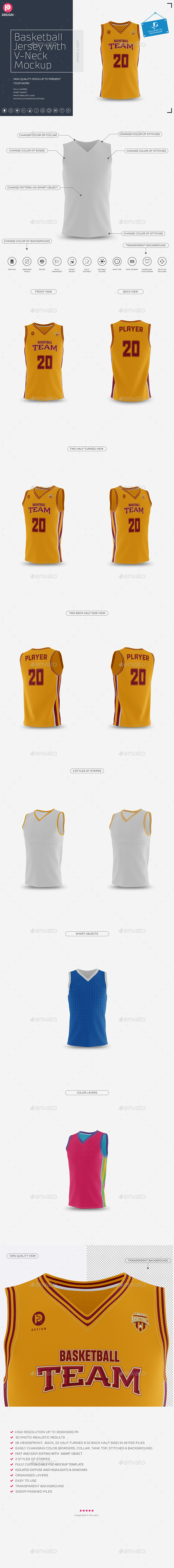 Download Basketball Jersey With V Neck Mock Up By Trdesignme Graphicriver