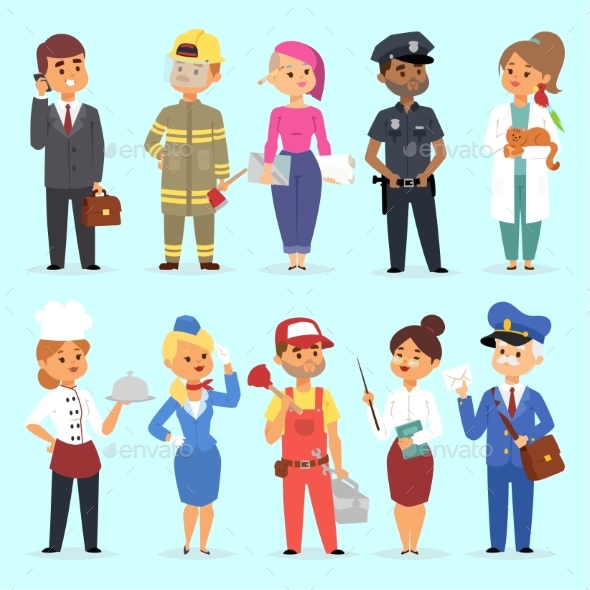 People Different Professions Vector Illustration - People Characters