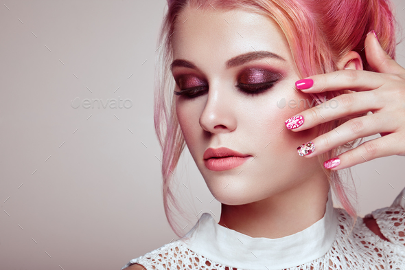 Blonde girl with elegant and shiny hairstyle - Stock Photo - Images