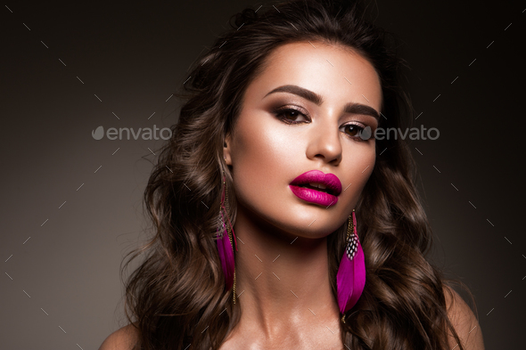 Beauty Woman face Portrait. Beautiful model Girl with Perfect Fresh Clean Skin - Stock Photo - Images