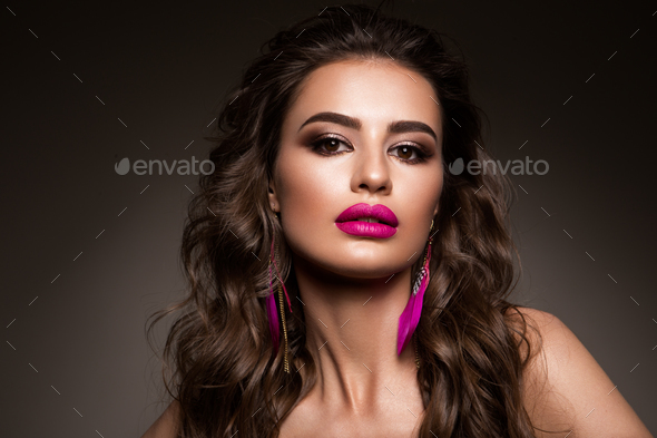 Beauty Woman face Portrait. Beautiful model Girl with Perfect Fresh Clean Skin - Stock Photo - Images