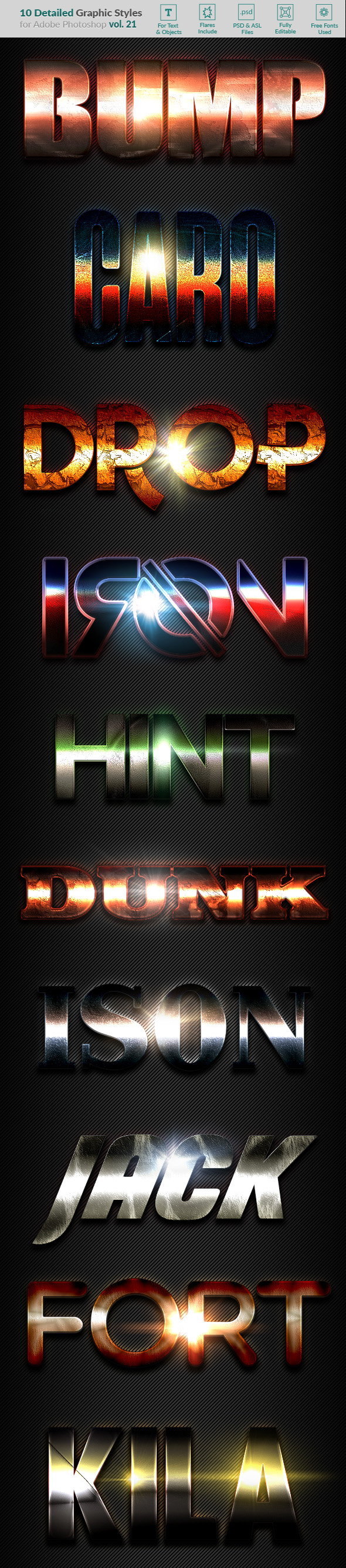 10 Text Effects Vol. 21 - Styles Photoshop