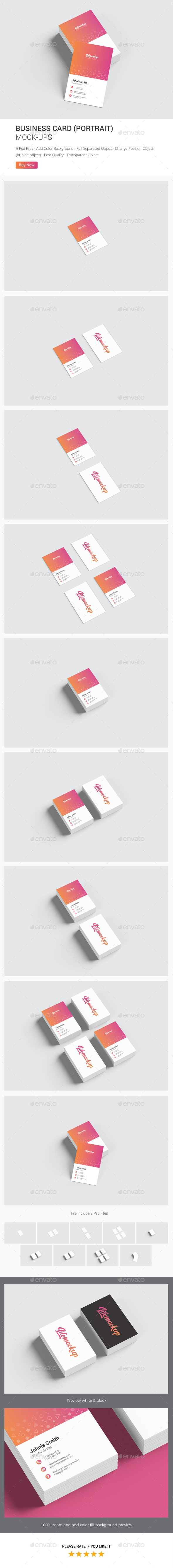 Business Card Portrait Mockup - Business Cards Print