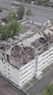 Vertical Video of a House That Was Damaged During the War in Ukraine alt