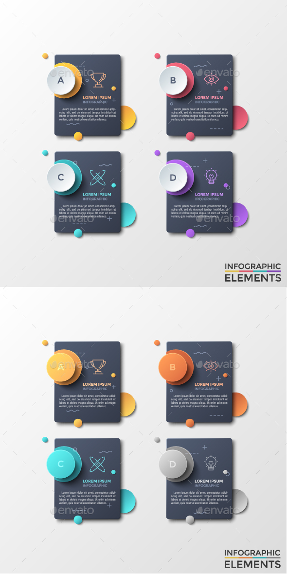 Abstract Infographic Dark Stickers (2 Styles) - Infographics