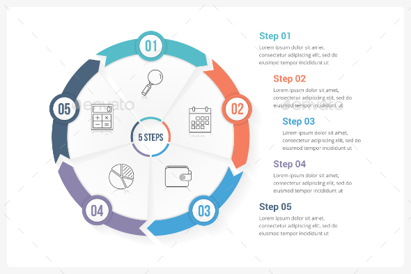 Circle Infographics with Five Elements - Infographics