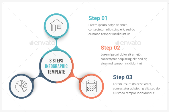 Circle Infographics with Three Steps - Infographics