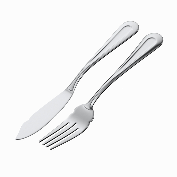 Fish Knife and Fork Cutlery 3D model - 3DOcean Item for Sale