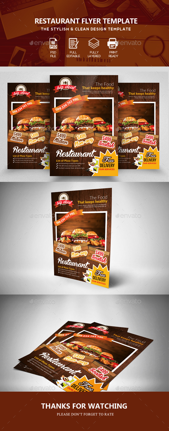 Burger & Fast Food Restuarant Flyer - Restaurant Flyers