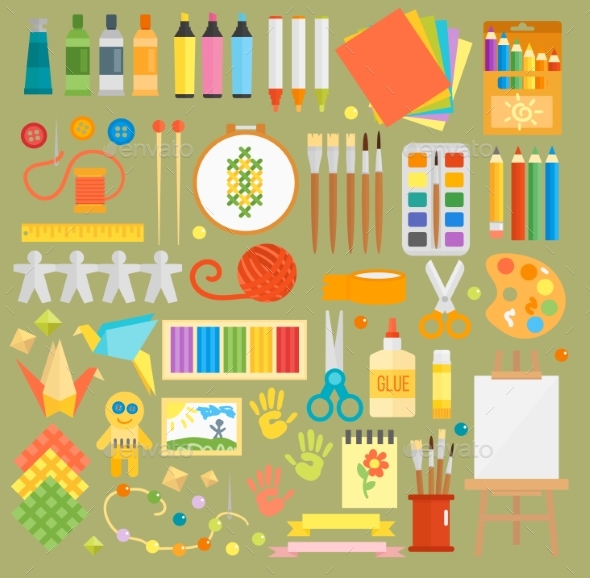 Art Stickers Seamless Pattern Vector Colorful - Miscellaneous Vectors