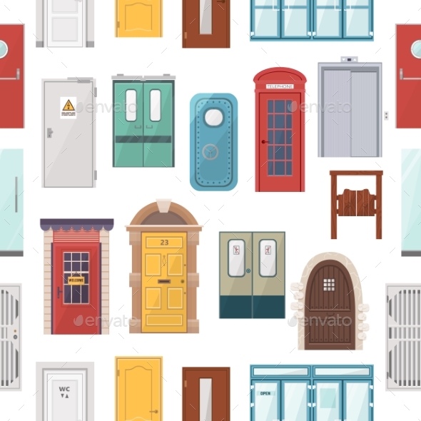 Doors Vector Set House Doorway Front Entrancde - Objects Vectors