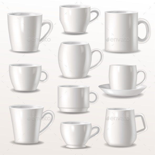 Cup Vector Empty Mugs for Coffee or Tea - Miscellaneous Vectors