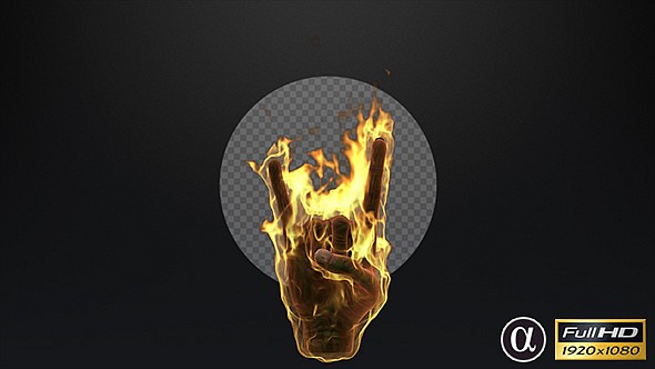 3D Zombie Rock Hand On Fire