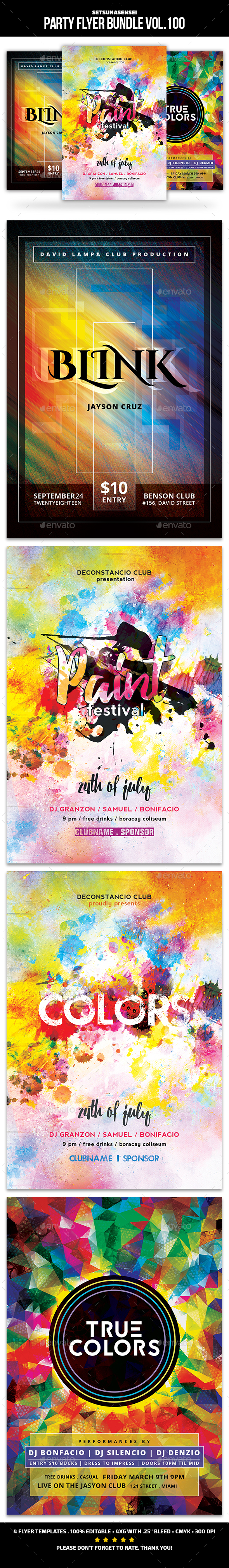 Party Flyer Bundle Vol.100 - Events Flyers