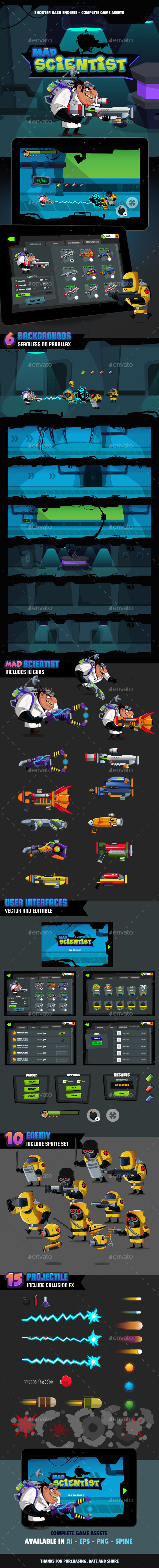 Mad Scientist Shooter Dash - Game Kits Game Assets