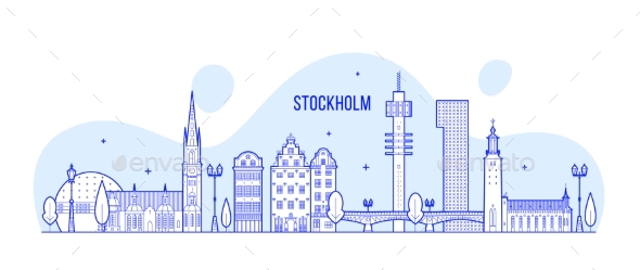 Stockholm Skyline Sweden Vector City Buildings - Buildings Objects