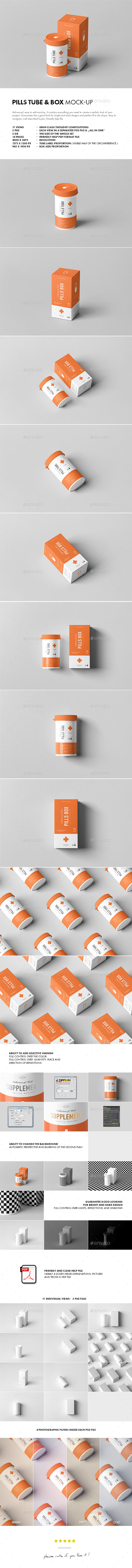 Pills Tube & Box Mock-up - Miscellaneous Packaging