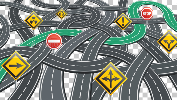 Road Infographics with Signposts - Concepts Business