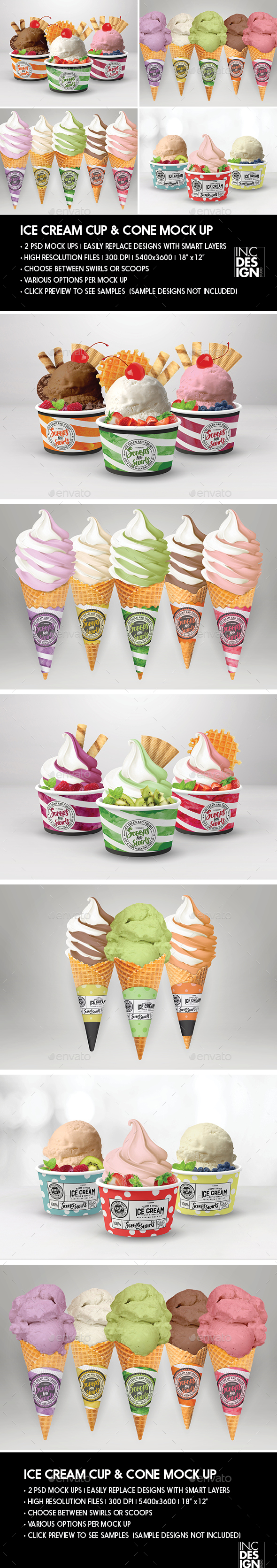 Packaging Mock Up Ice Cream / Yogurt Cup / Cone by ina717 | GraphicRiver
