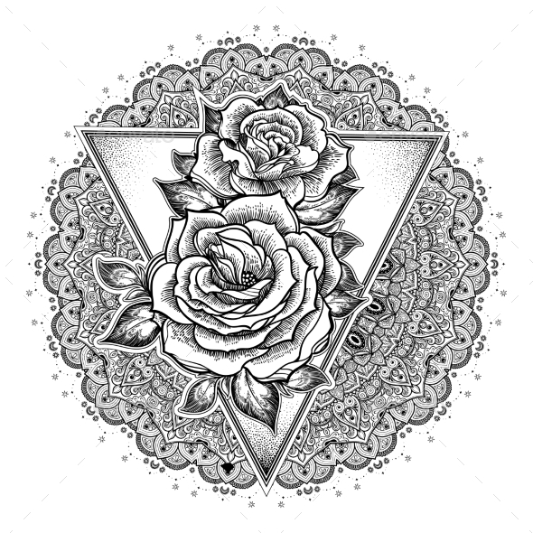 Roses Flower Mandala. - Flowers & Plants Nature