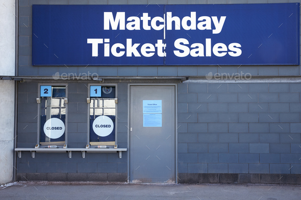 Manchester, UK - 4 May 2017: Ticket Booths At Manchester City Football Stadium