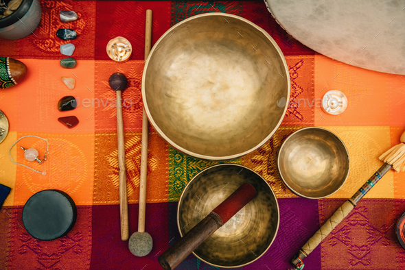Tibetan singing bowl - Stock Photo - Images