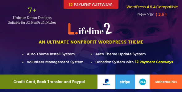 Lifeline 2 - An Ultimate Nonprofit WordPress Theme for Charity, Fundraising and NGO Organizations