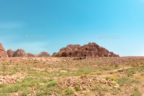 Cave dwellings in Petra - Stock Photo - Images
