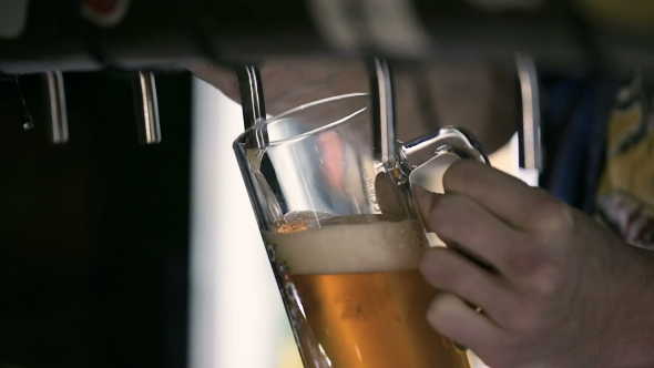 Bartender Pouring Draft Beer in the Pub