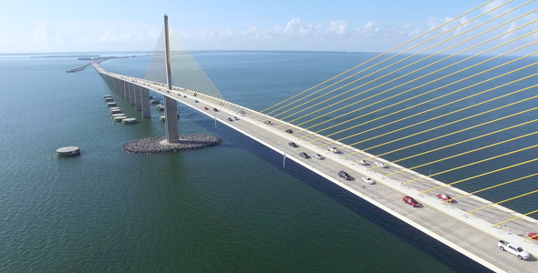 Skyway Bridge In Tampa, Florida - Aerial