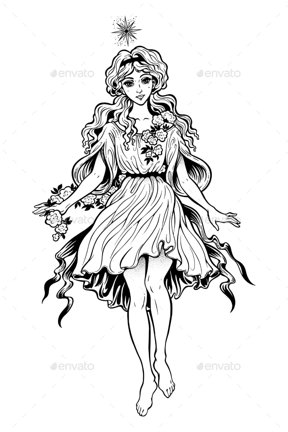 Girl As Vintage Magic Fairy or Elf . - People Characters