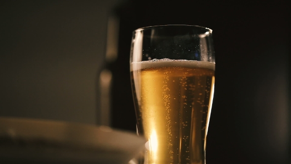 Movement of Bubbles Inside a Glass with Fresh Beer