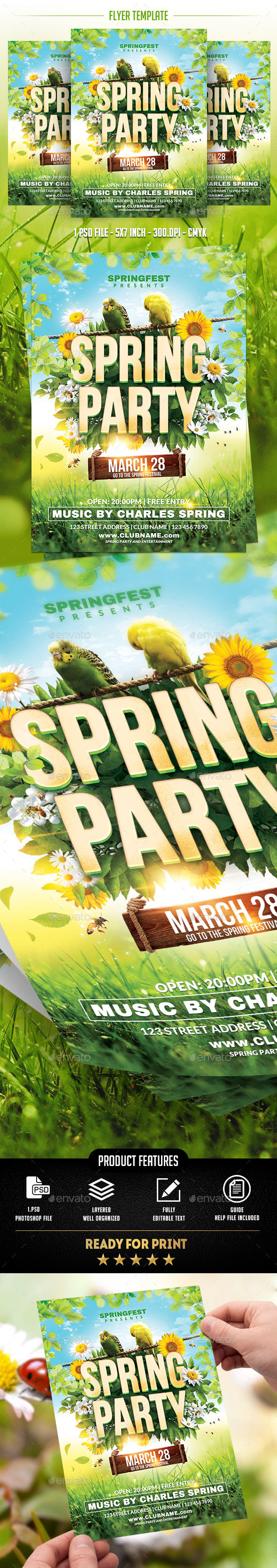 Spring Party Flyer Template - Clubs & Parties Events