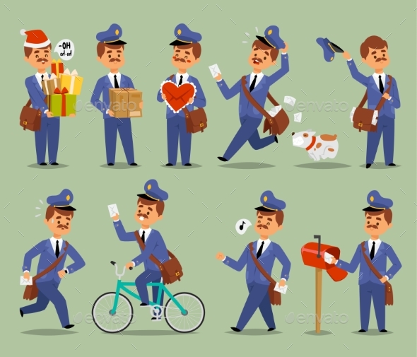 Vector Postman Cartoon Man Character Courier - People Characters