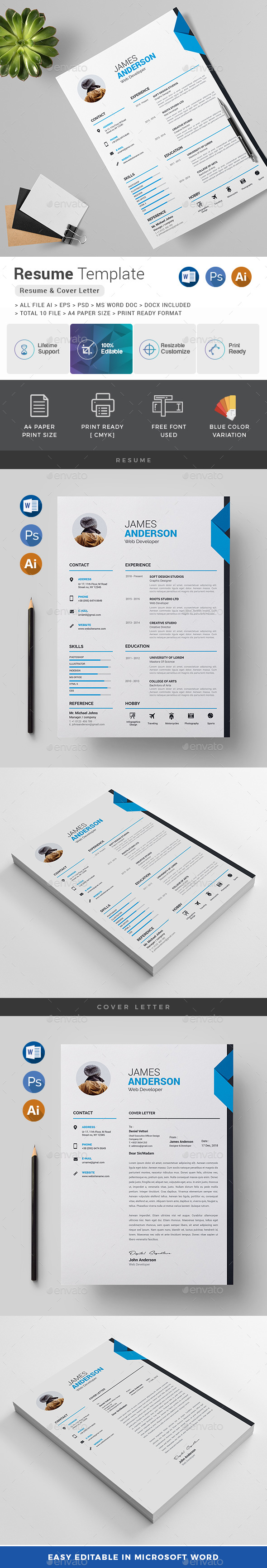 Resume / Cover Letter - Stationery Print Templates