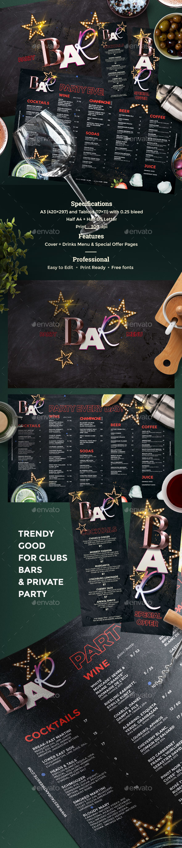 Drinks Menu - Food Menus Print Templates