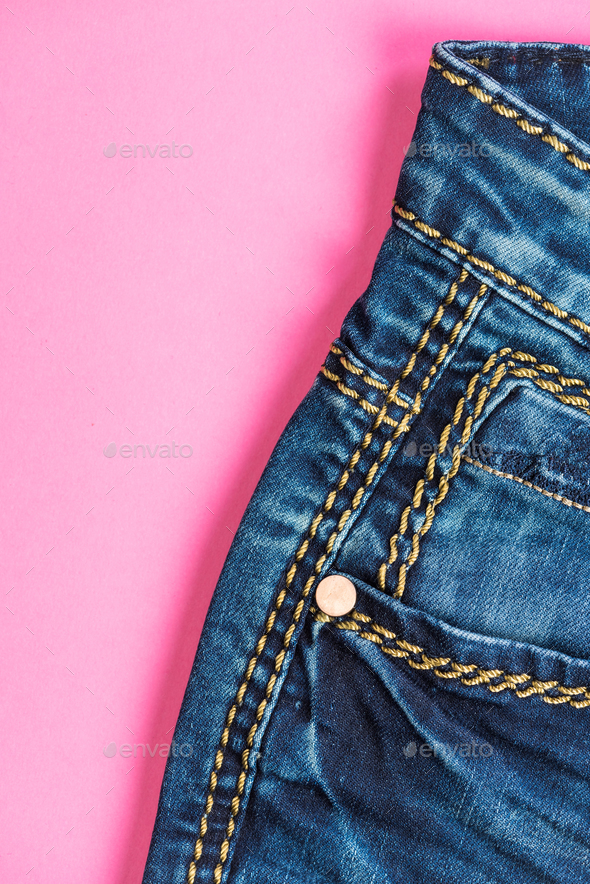 Jeans trousers on pink, flat lay Stock Photo by merc67 | PhotoDune